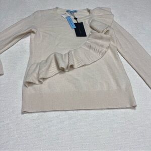 ANTONIO MELANI CASHMERE IVORY
RUFFLE LONG SLEEVES ROUND NECK
SWEATER SZ S